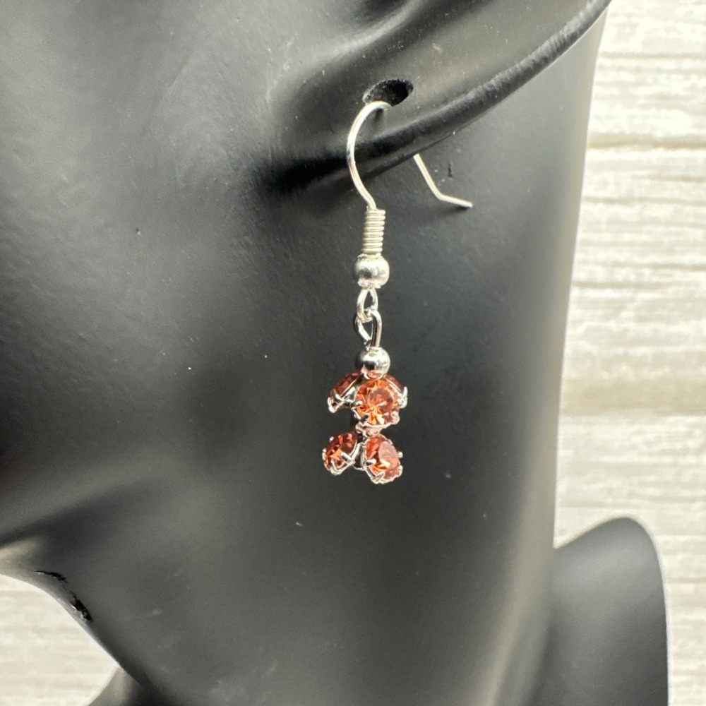 Padparadscha Silver Tone Cluster Earrings Made with Swarovski® crystals